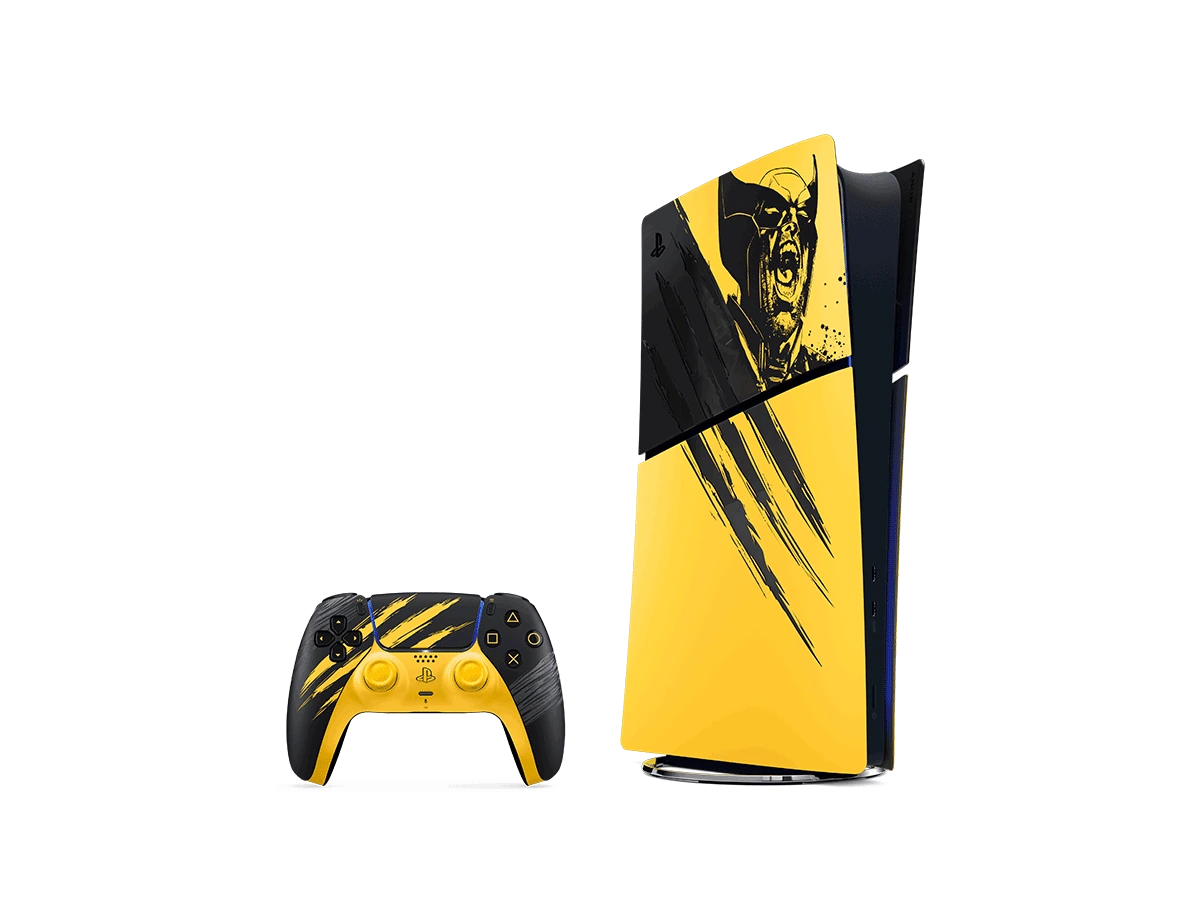 PlayStation 5 Slim · Marvel’s Wolverine Battle Yellow Limited Edition Bundle · 825 GB · Digital · Forside