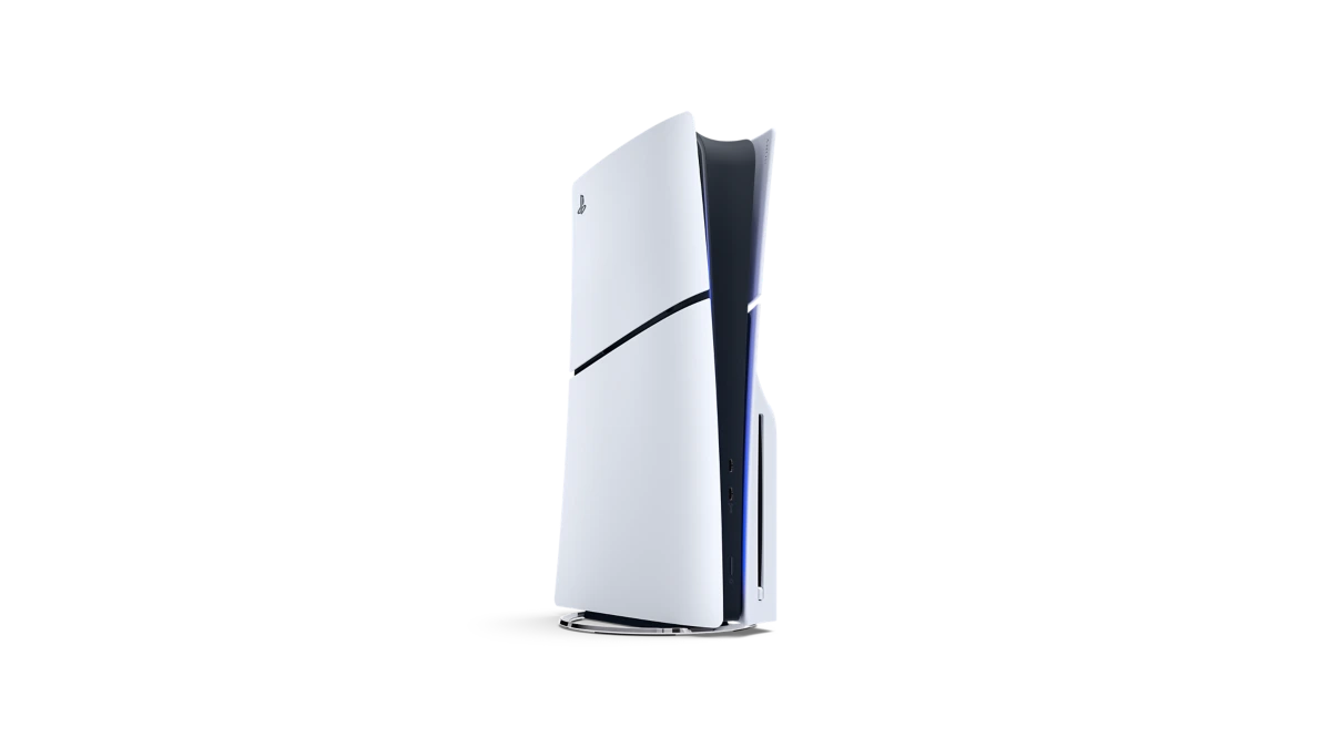 PlayStation 5 Slim · 1 TB · Med diskdrev · Skrå vinkel